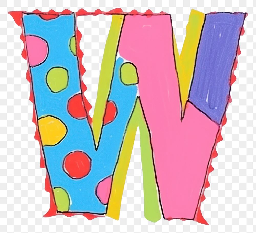 PNG Letter W vibrant colors text alphabet number.