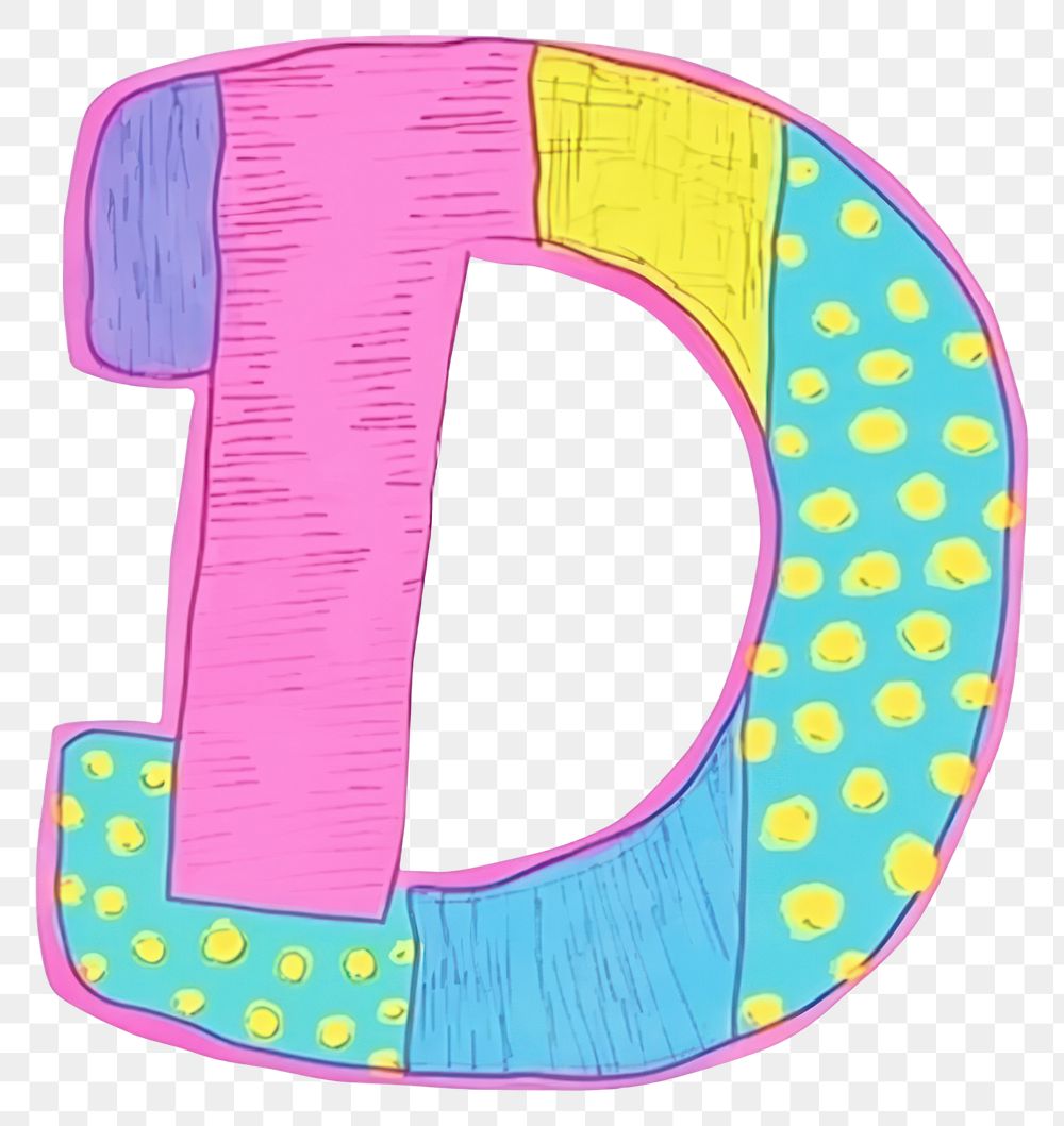 PNG Letter D vibrant colors text number white background.