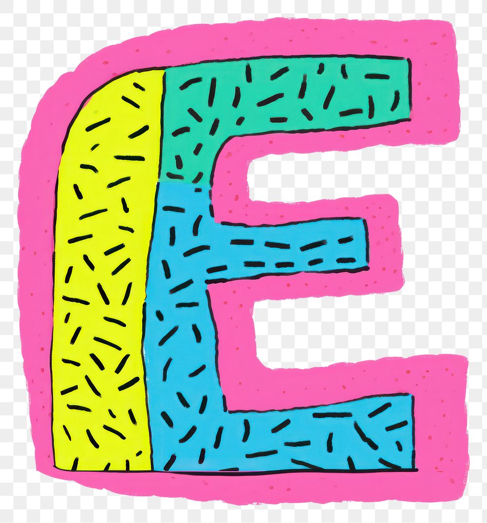 PNG Letter E vibrant colors text alphabet pattern.