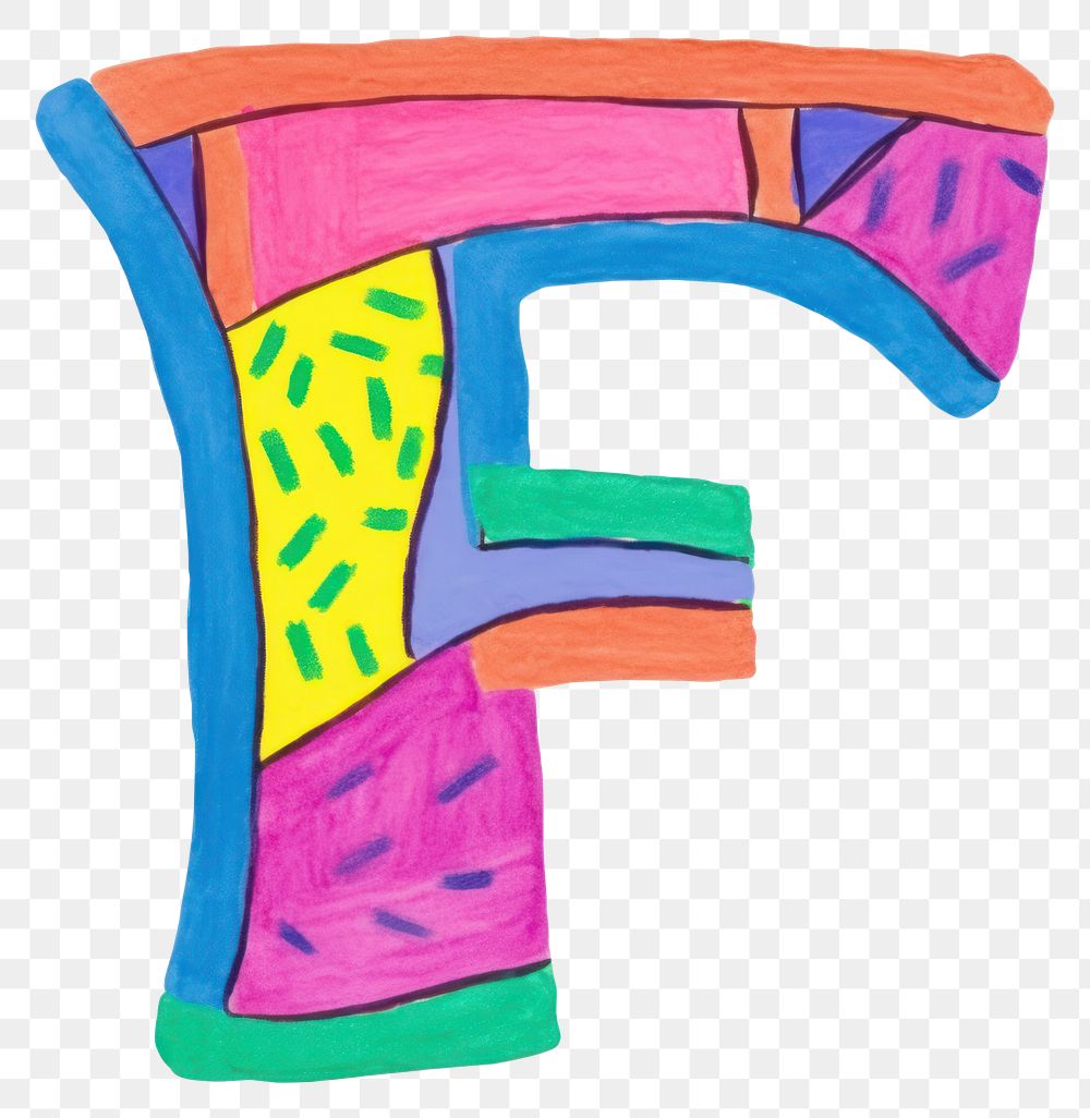 PNG Letter F vibrant colors number text art.