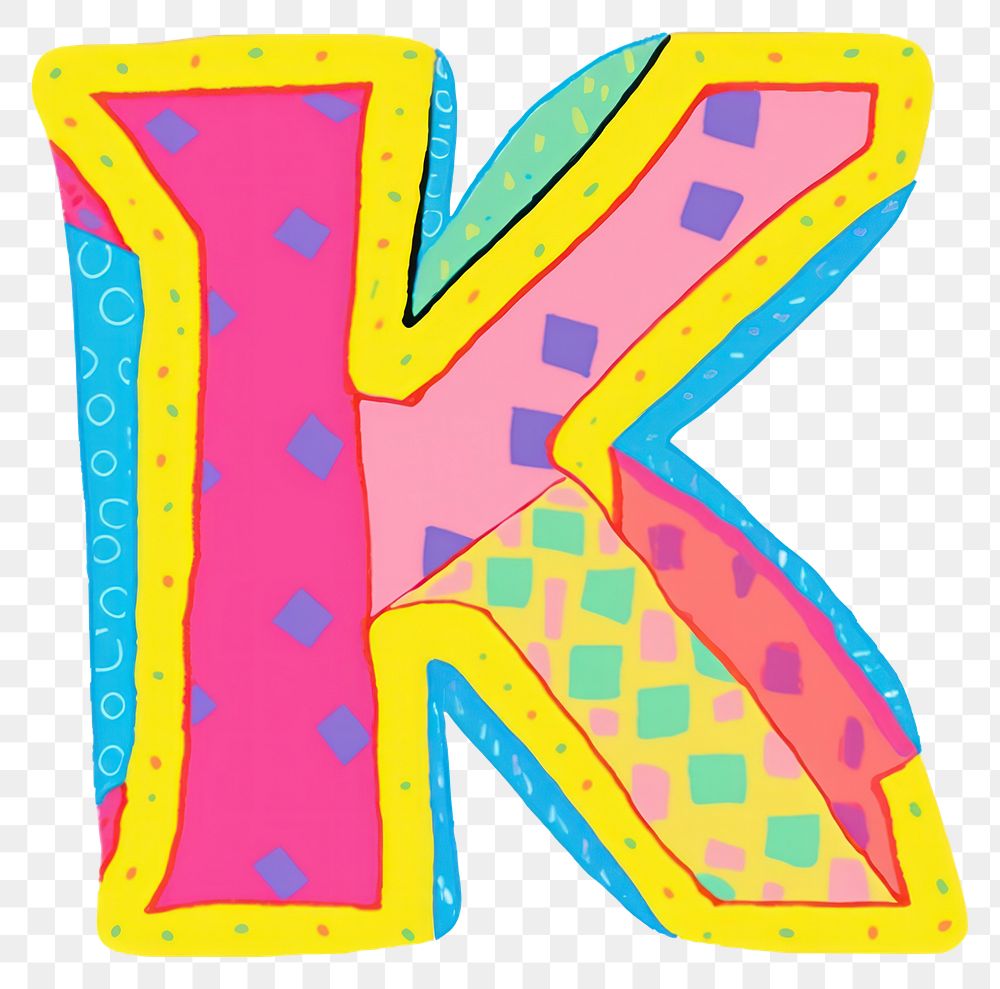 PNG Letter K vibrant colors alphabet pattern text.