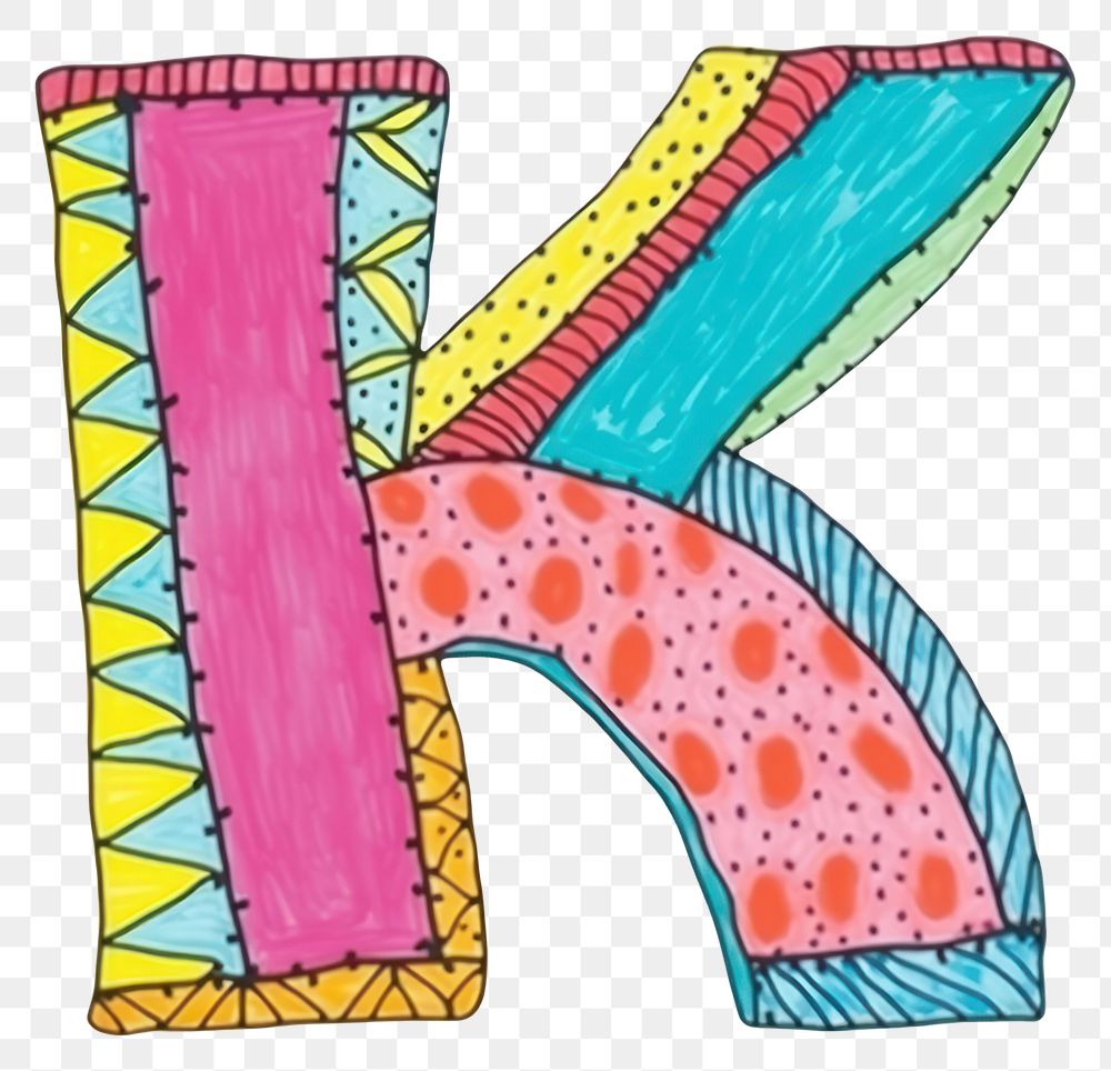 PNG Letter K vibrant colors backgrounds alphabet doodle.