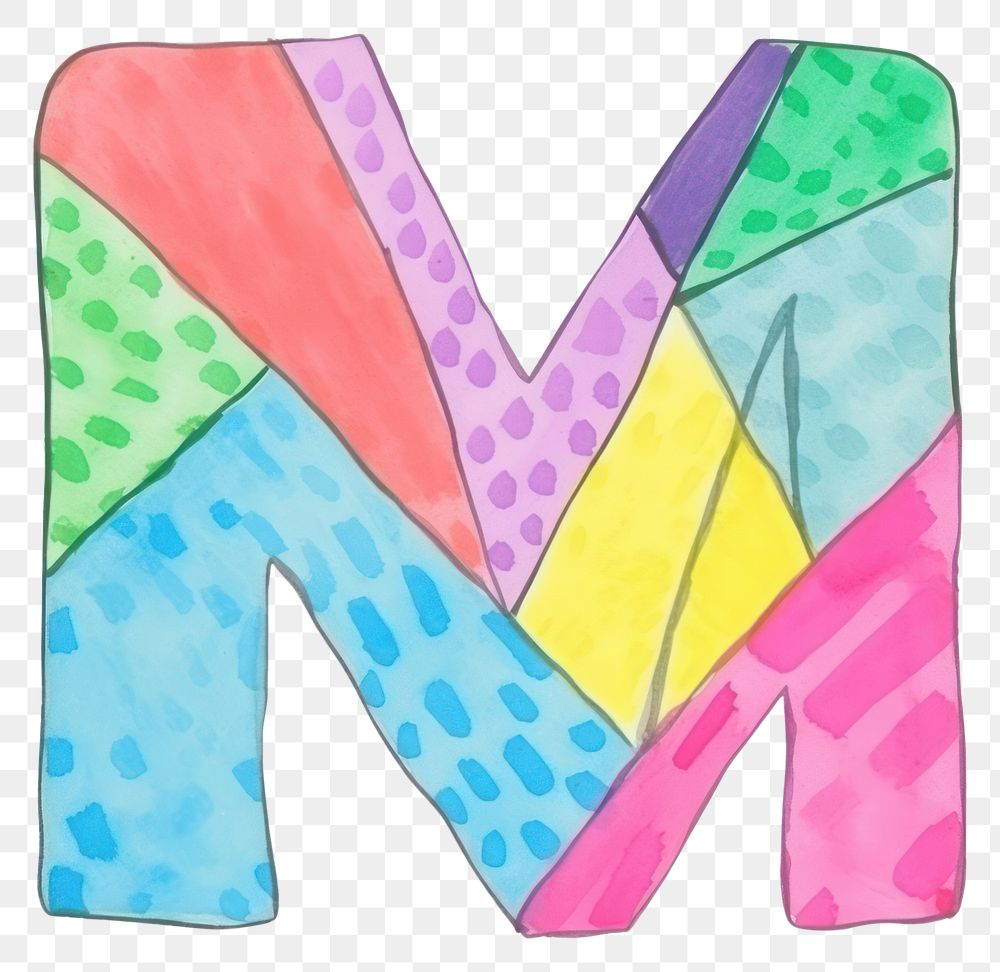 PNG Letter M vibrant colors alphabet text art.
