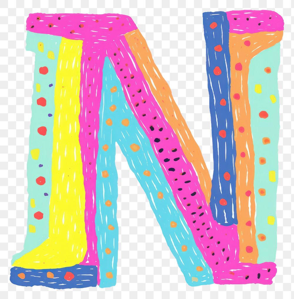 PNG Letter N vibrant colors alphabet pattern text.