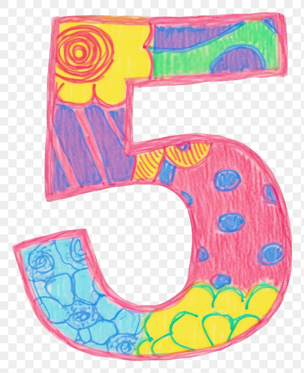 PNG Letter number 5 vibrant text white background creativity.