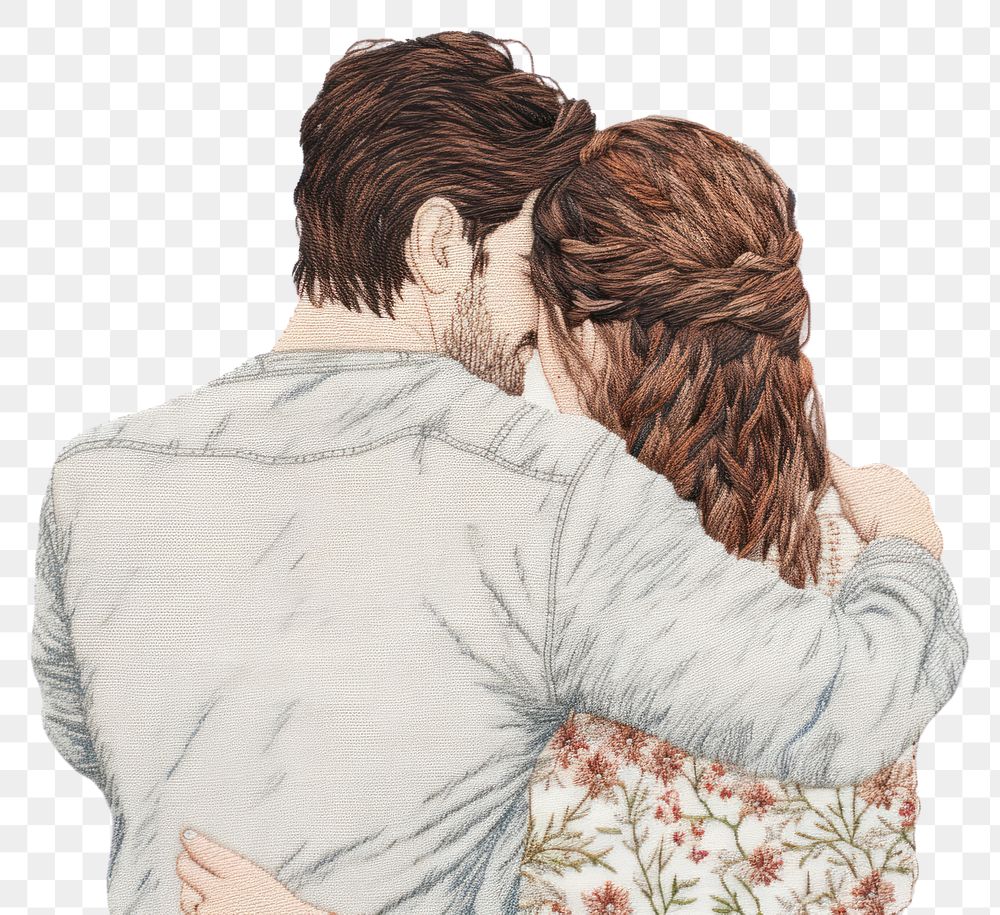 PNG Couple hugging drawing sketch adult.