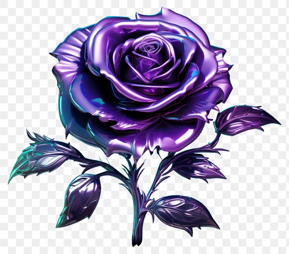 PNG Neon rose pattern flower purple.