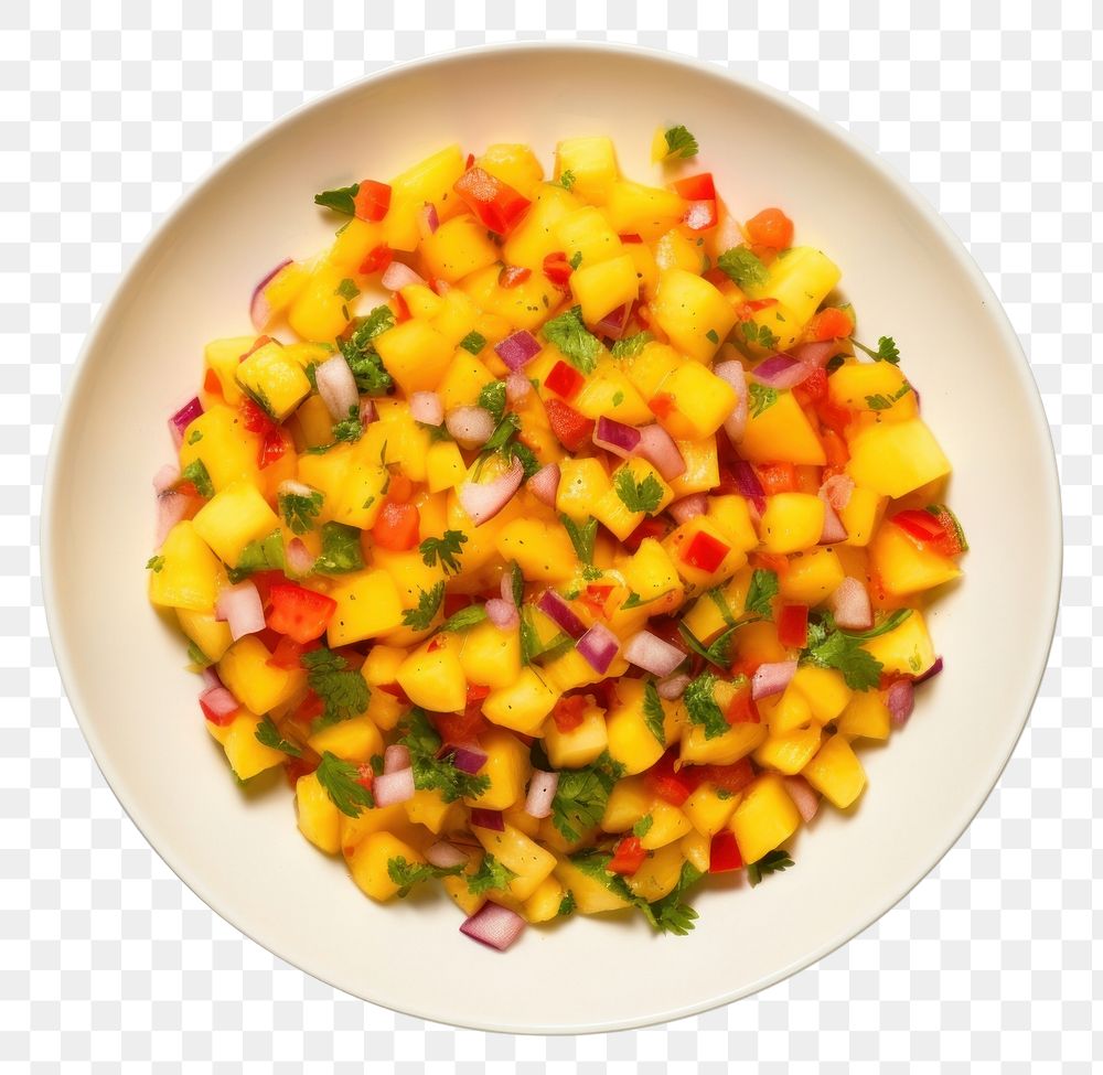 PNG Mango Salsa plate salad mango.