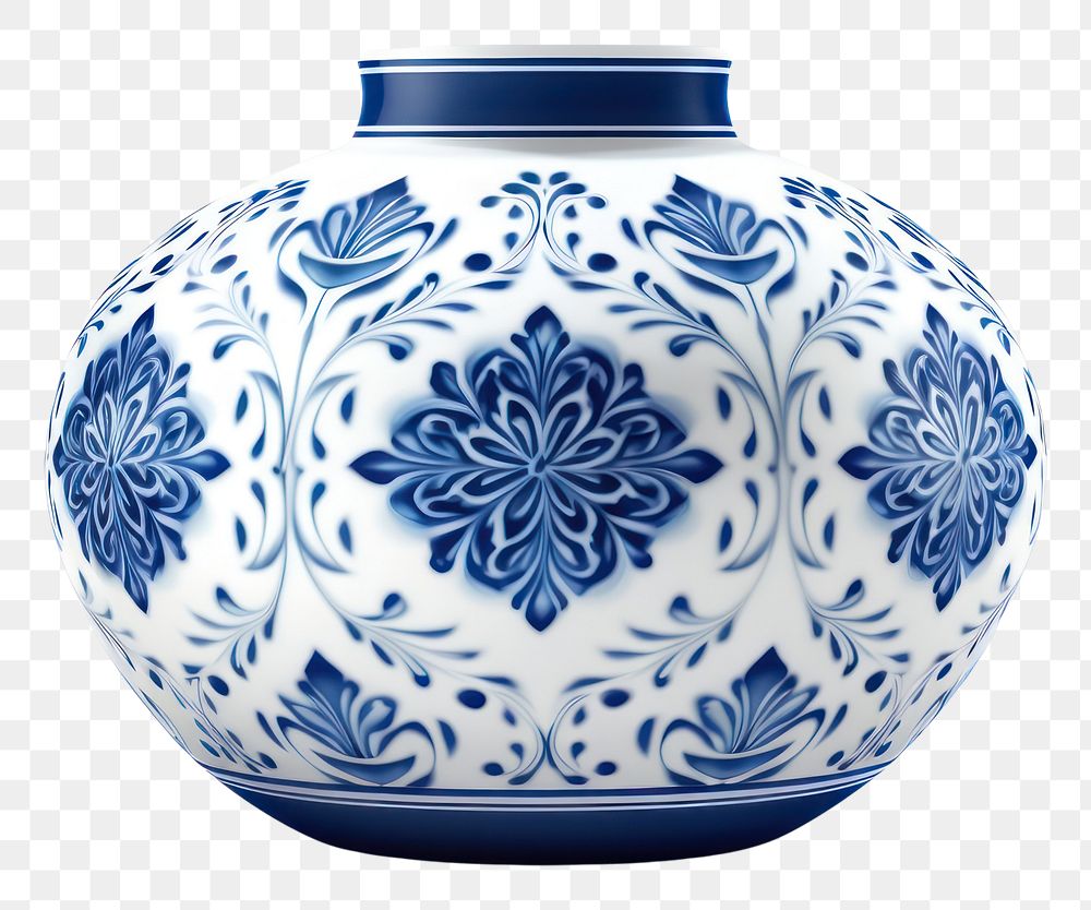 PNG Flower vase porcelain pottery pattern.