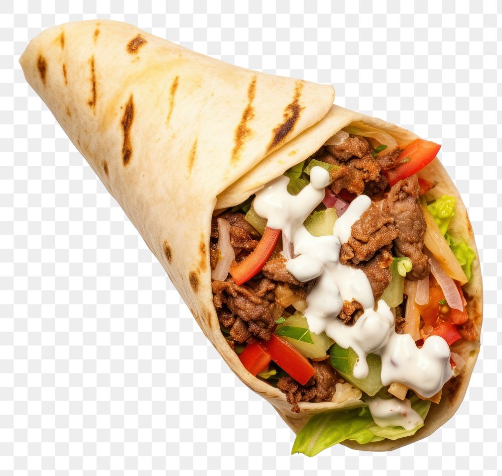 PNG Shawarma bread food white background.