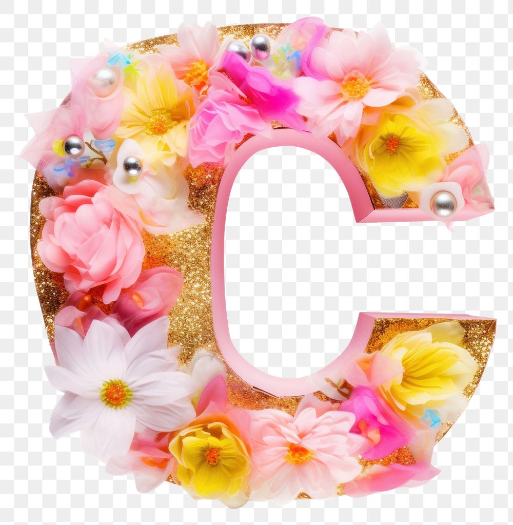 PNG Glitter letter c flower number petal.
