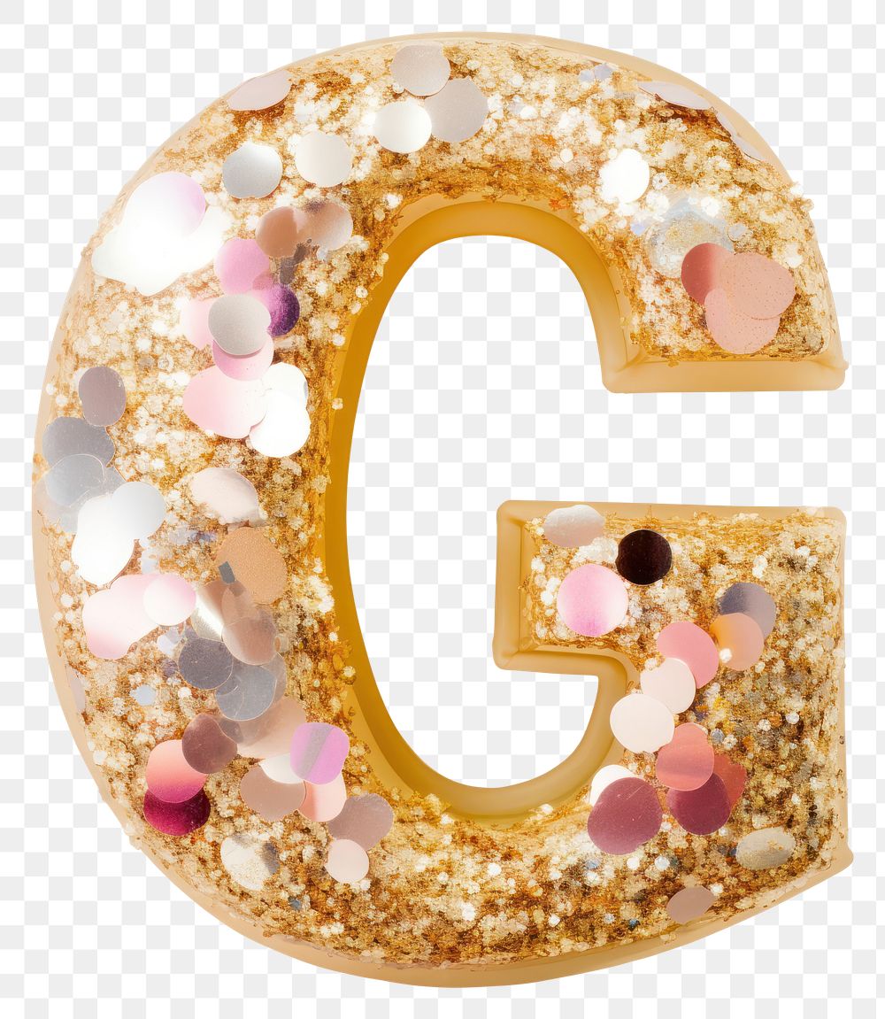 PNG Glitter letter G number text white background.