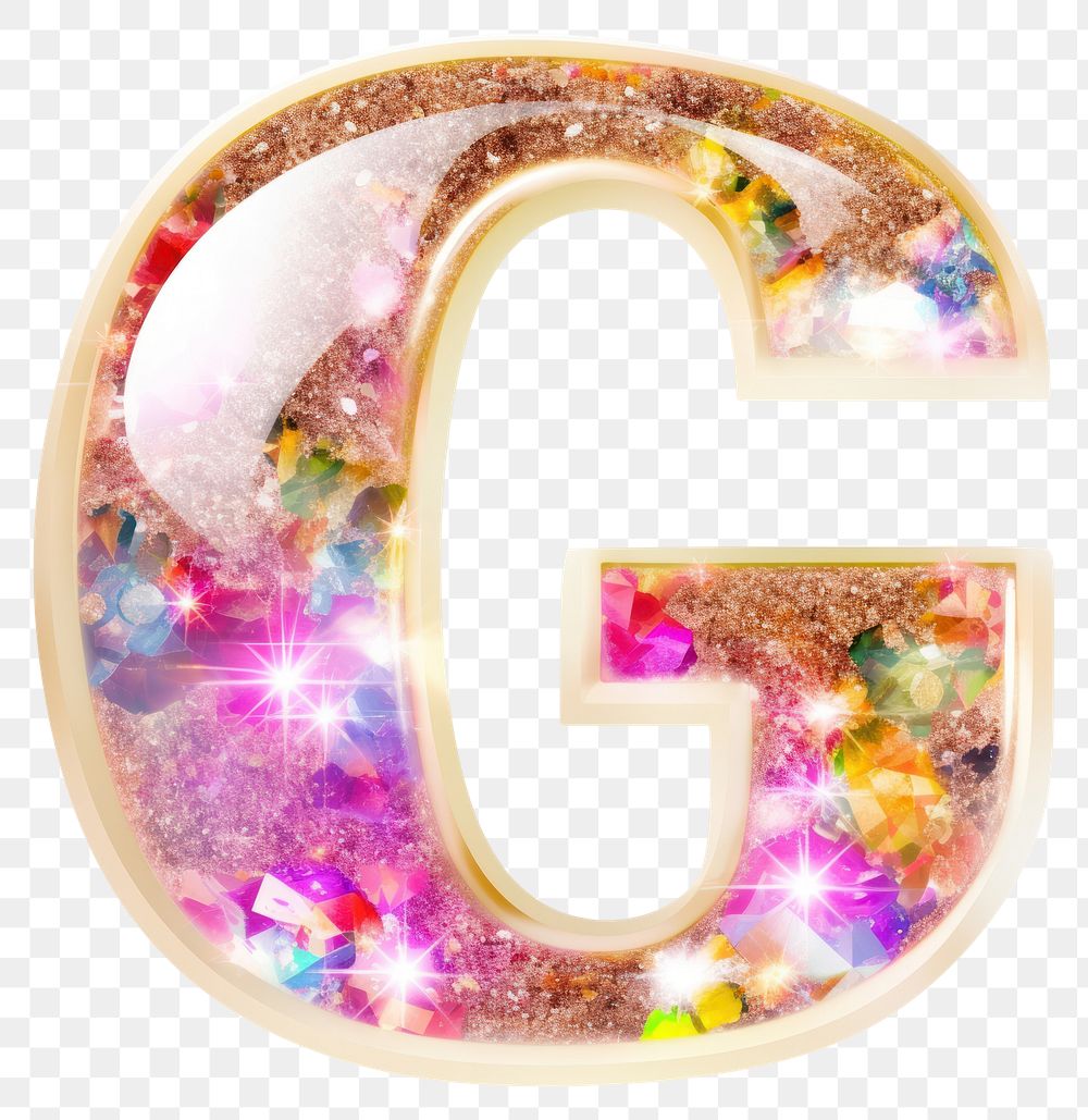 PNG Glitter letter G number shape white background.