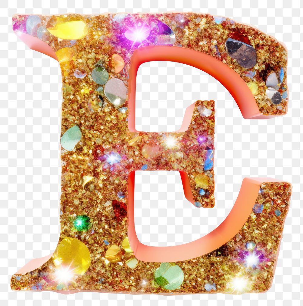 PNG Glitter letter E jewelry number shape.