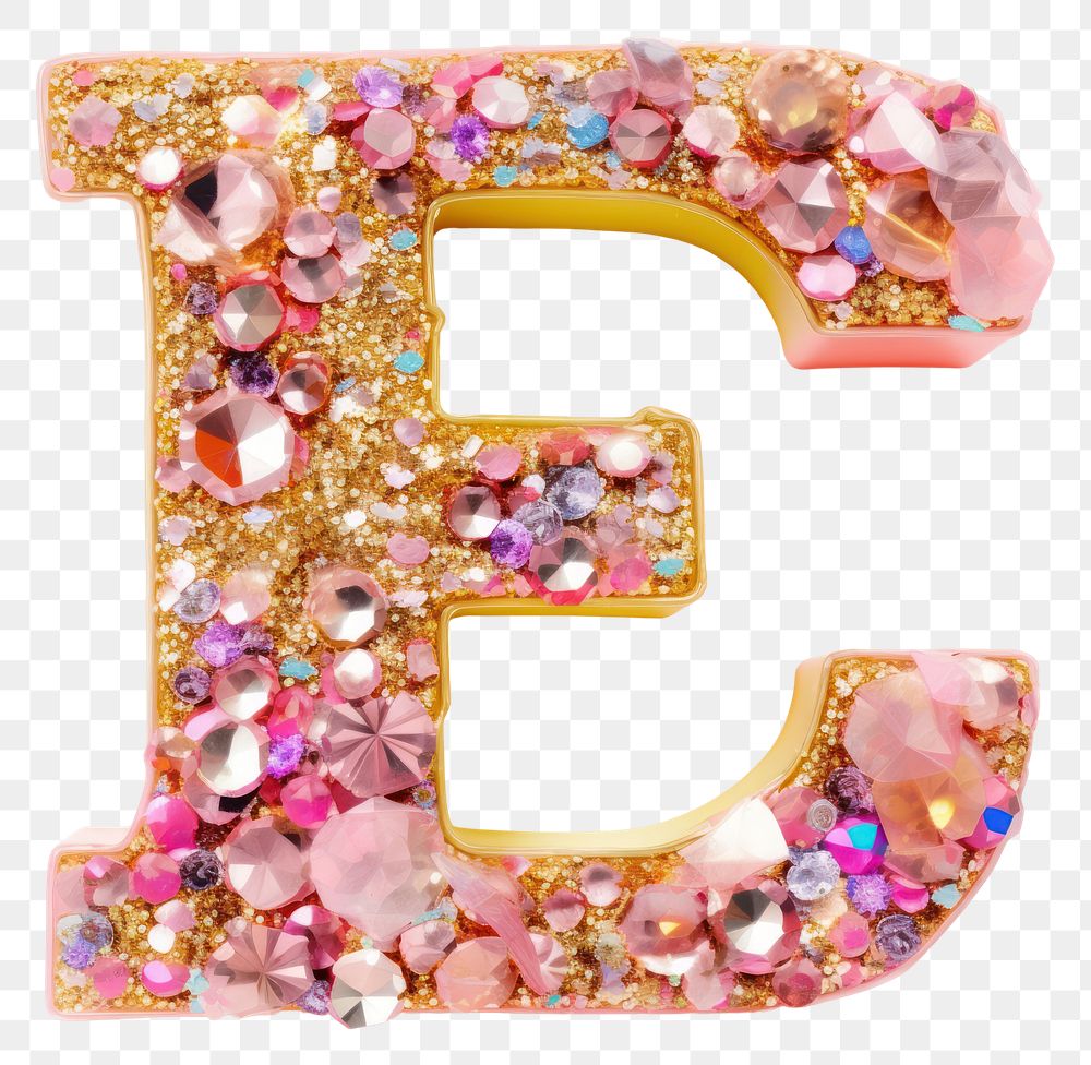 PNG Glitter letter E alphabet jewelry number.