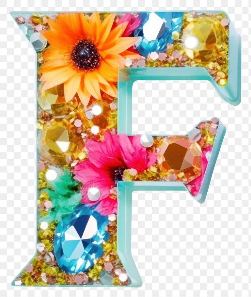 PNG Glitter letter F number shape text.