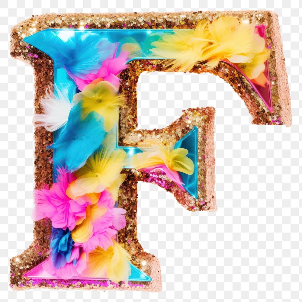 PNG Glitter letter F number white background celebration.