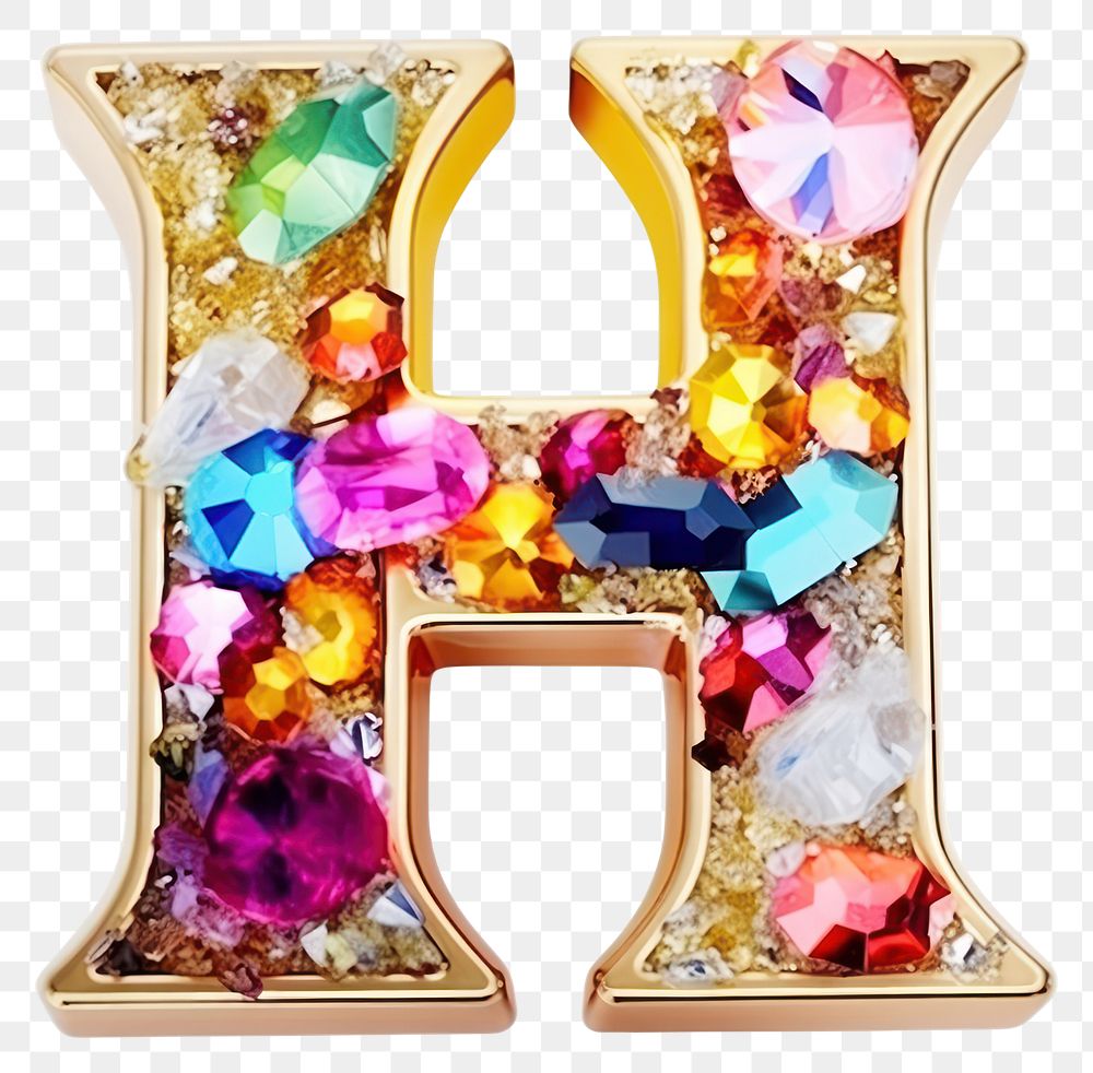 PNG Glitter letter H alphabet jewelry number.