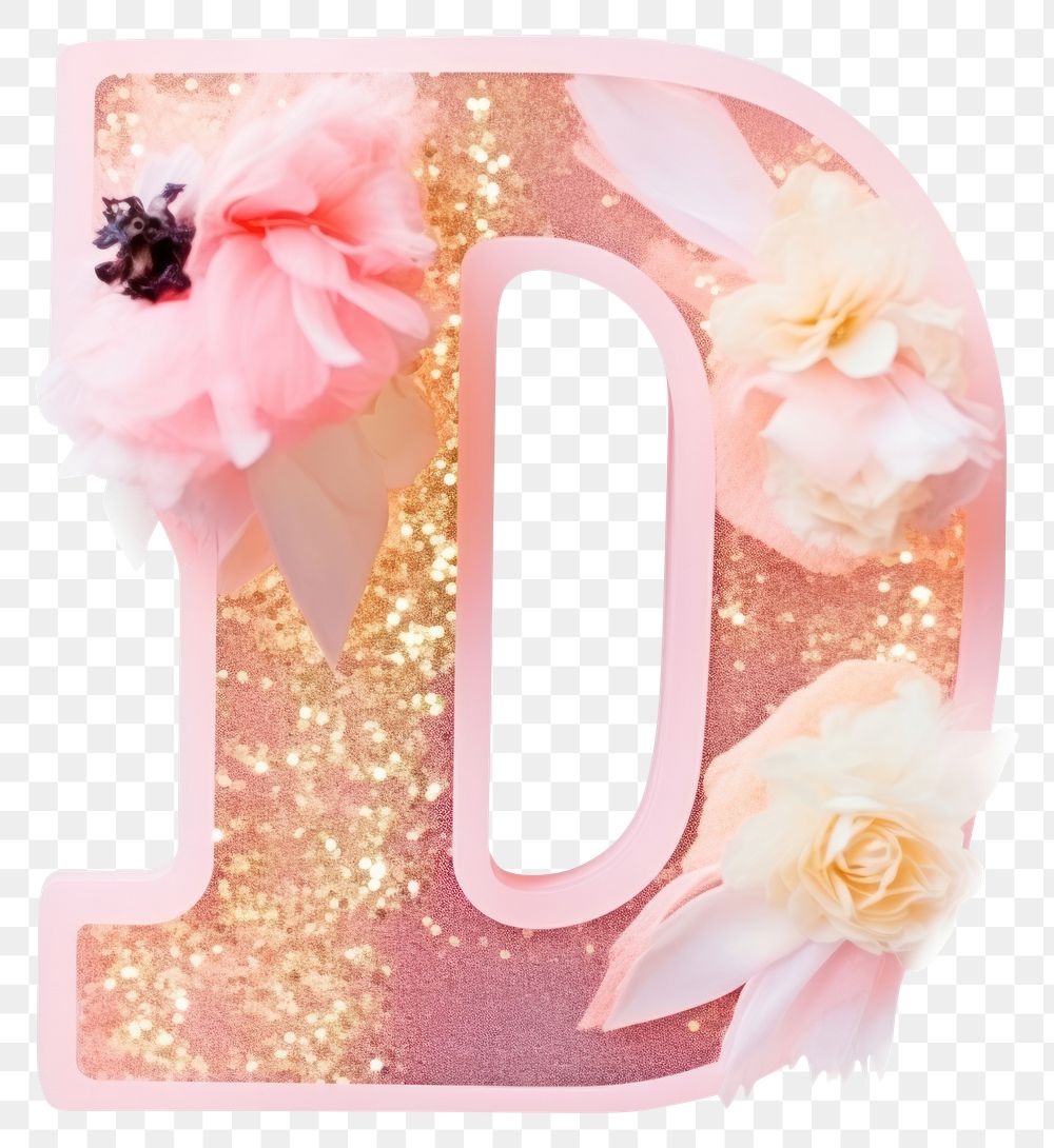 PNG Glitter letter D flower number plant.