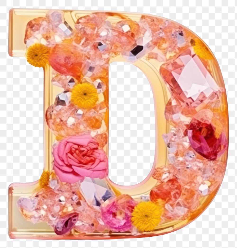 PNG Glitter letter D number text white background.