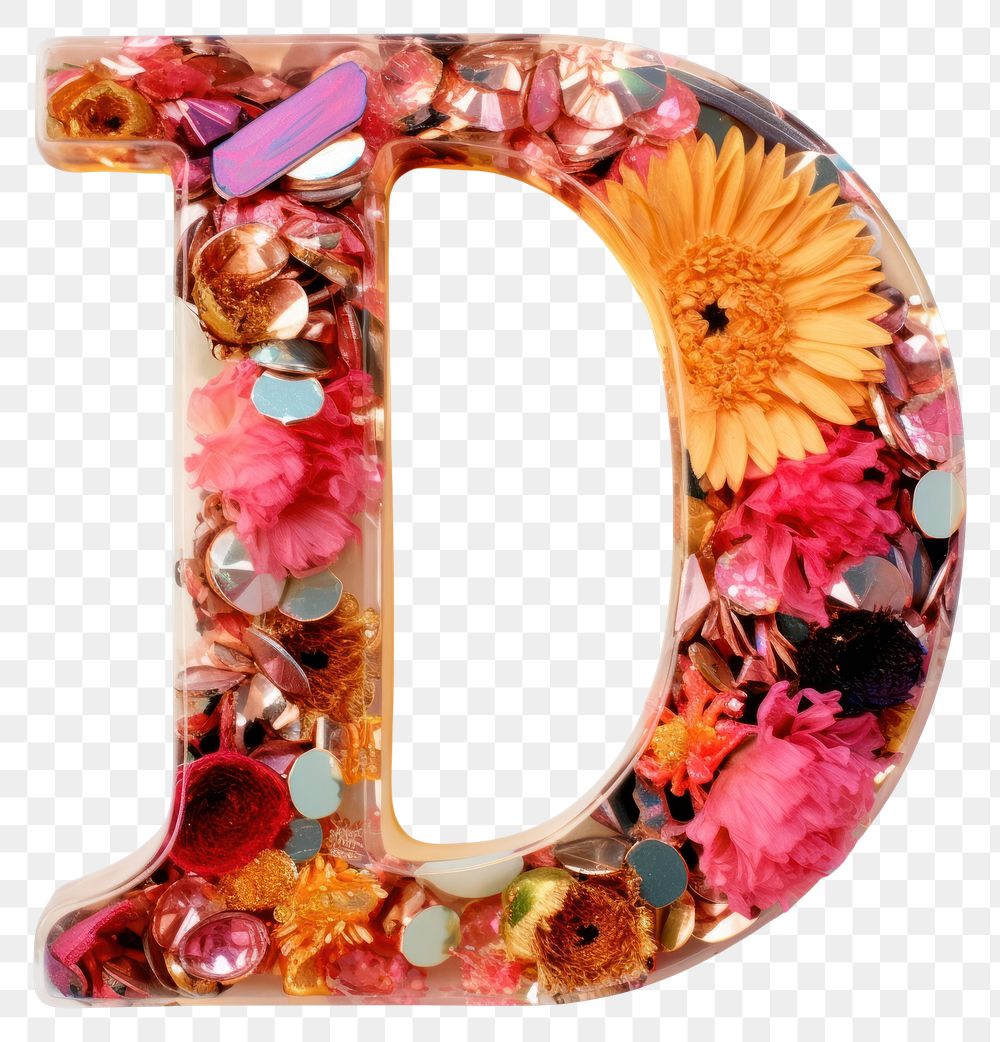 PNG Glitter letter D number shape text.