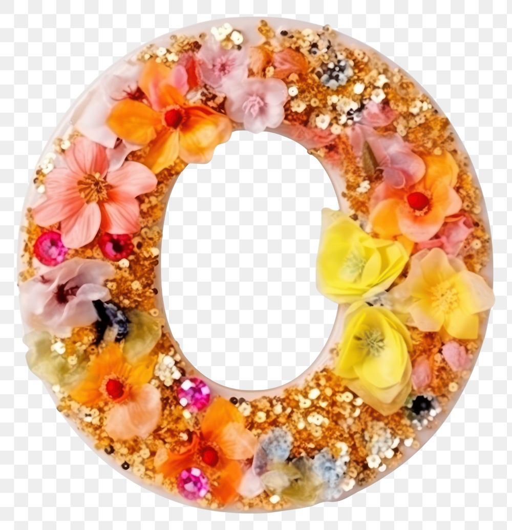 PNG Glitter letter O flower shape petal.
