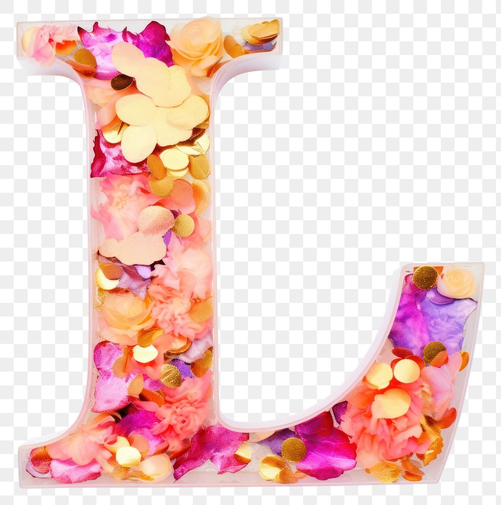 PNG Glitter letter L alphabet number petal.