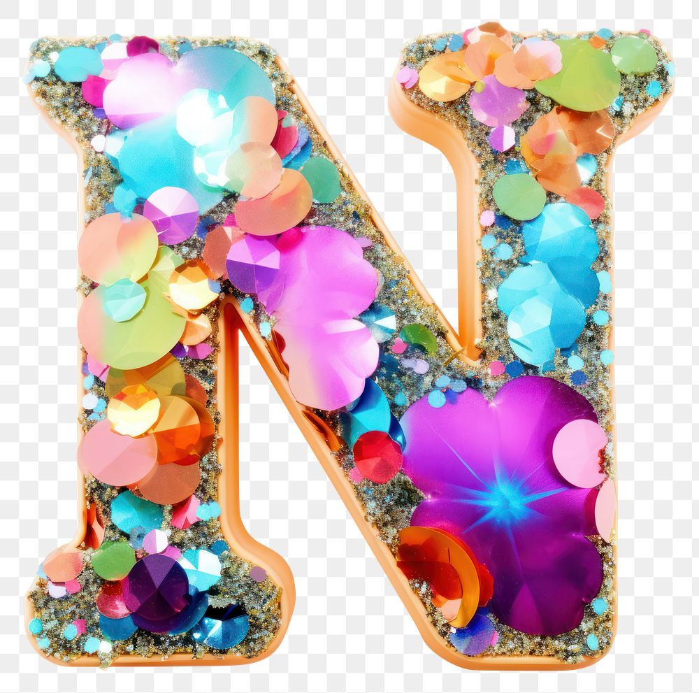 PNG Glitter letter N alphabet number shape.