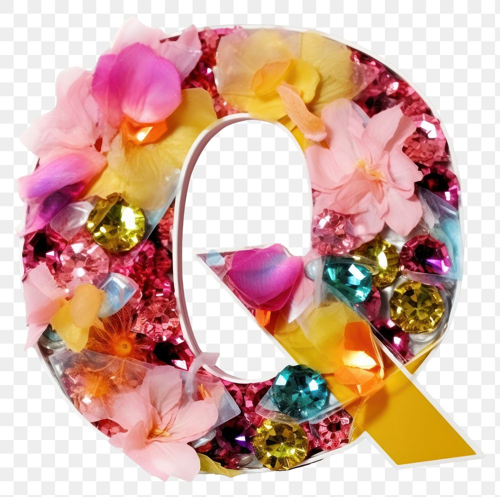 PNG Glitter letter Q number white background celebration.