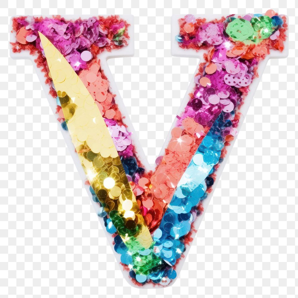 PNG Glitter letter V alphabet shape petal.