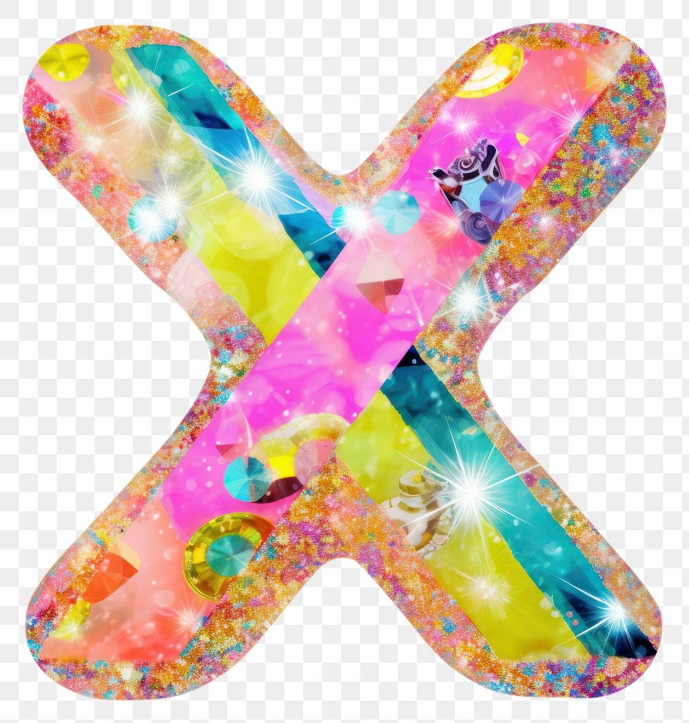 PNG Glitter letter x shape white background confectionery.