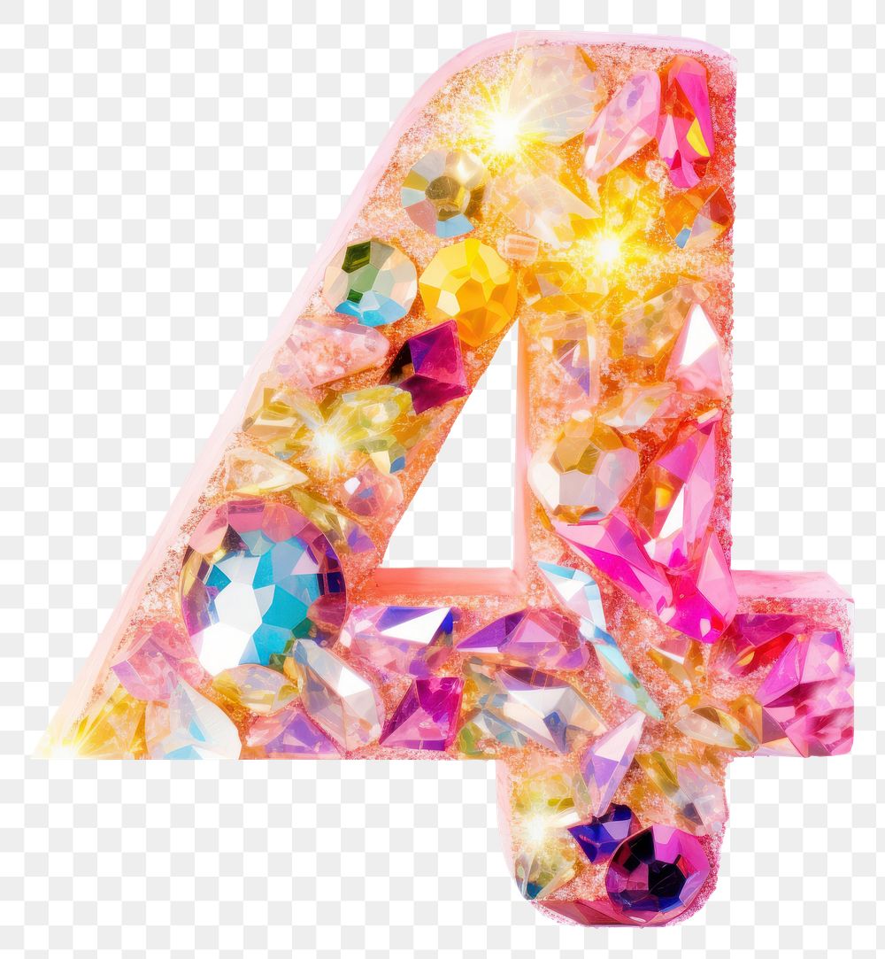 PNG Glitter number letter 4 alphabet white background celebration.