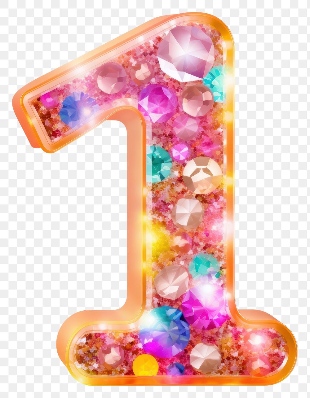 PNG Glitter number letter 1 white background celebration glowing.