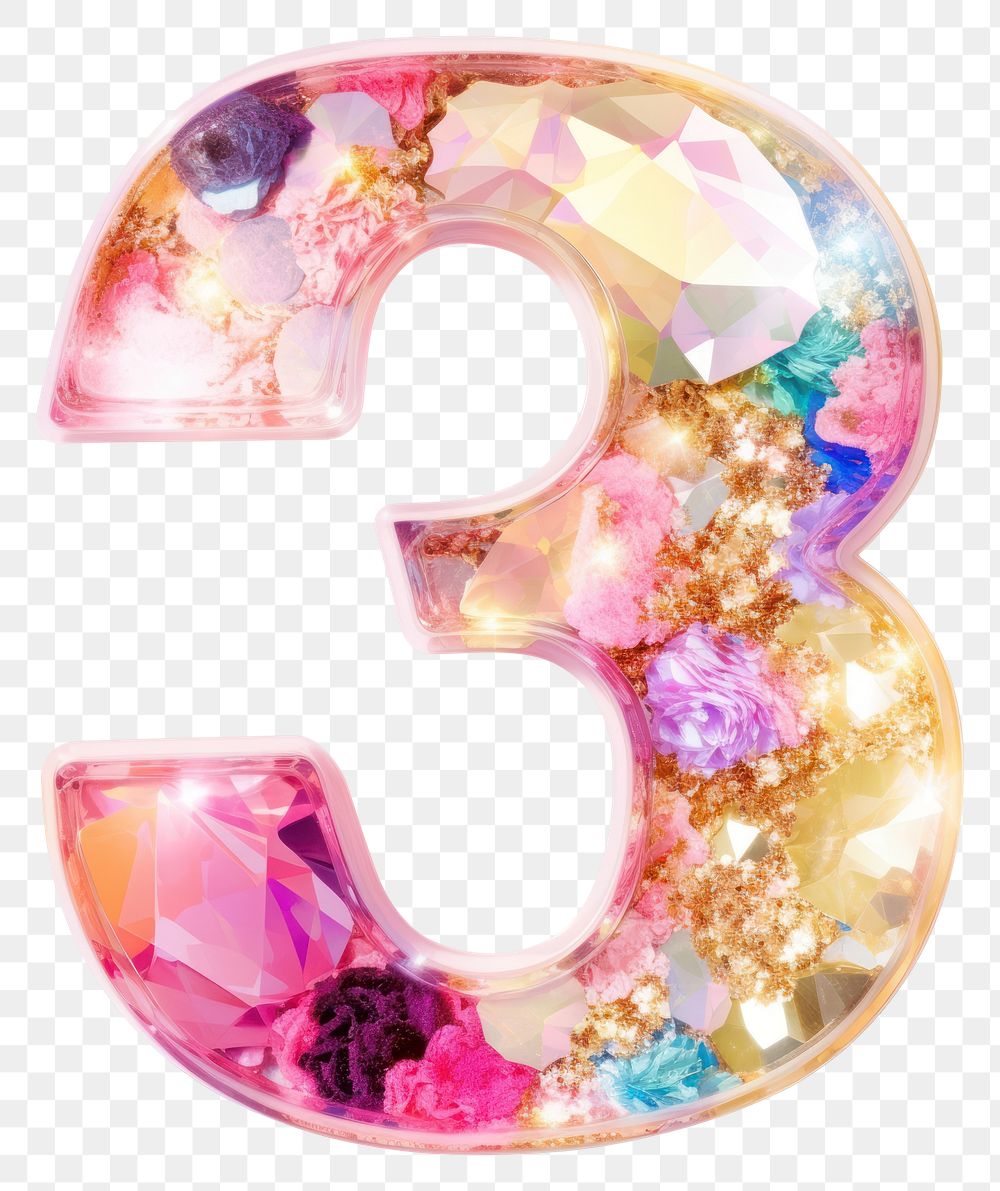 PNG Glitter number letter 3 shape white background glowing.