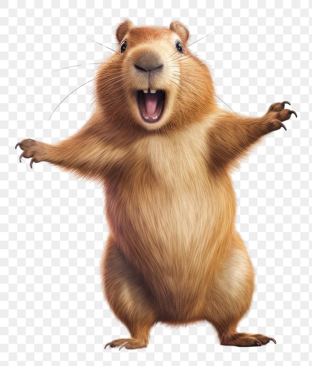 PNG Happy smiling Capybara dance squirrel mammal animal.