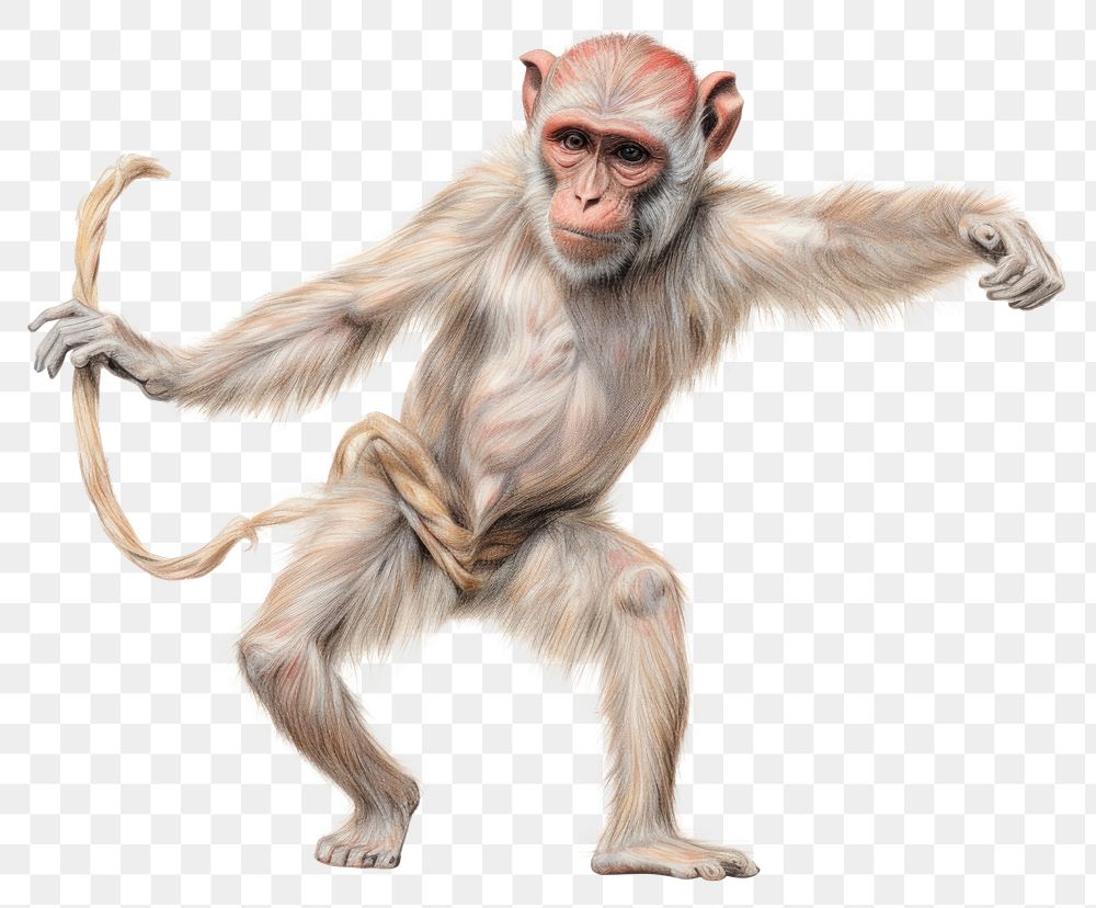 PNG Monkey dance ape wildlife drawing.
