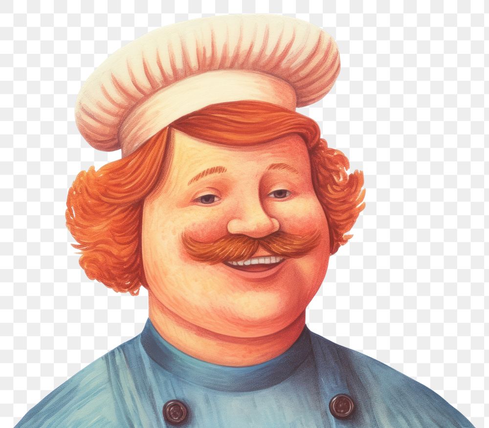 PNG Cute Chef smiling portrait drawing sketch.