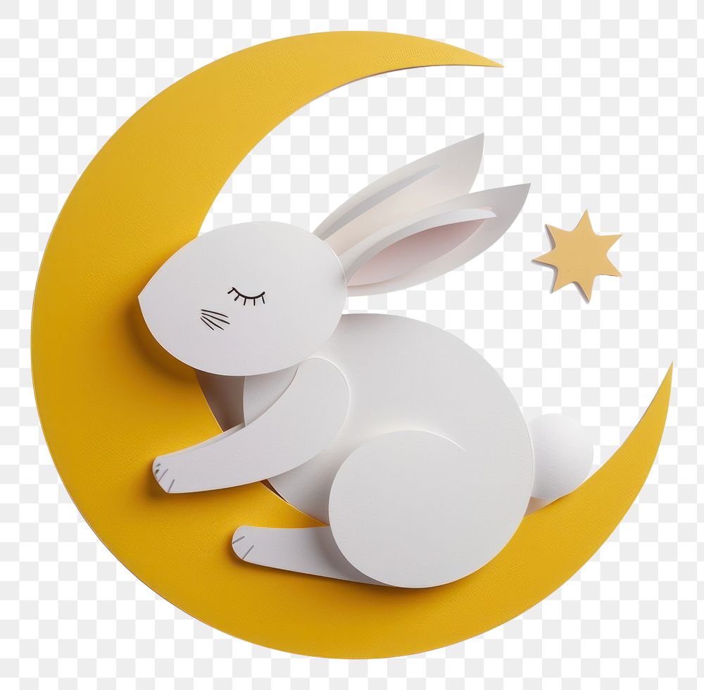 PNG Rabbit in moon animal mammal white background.