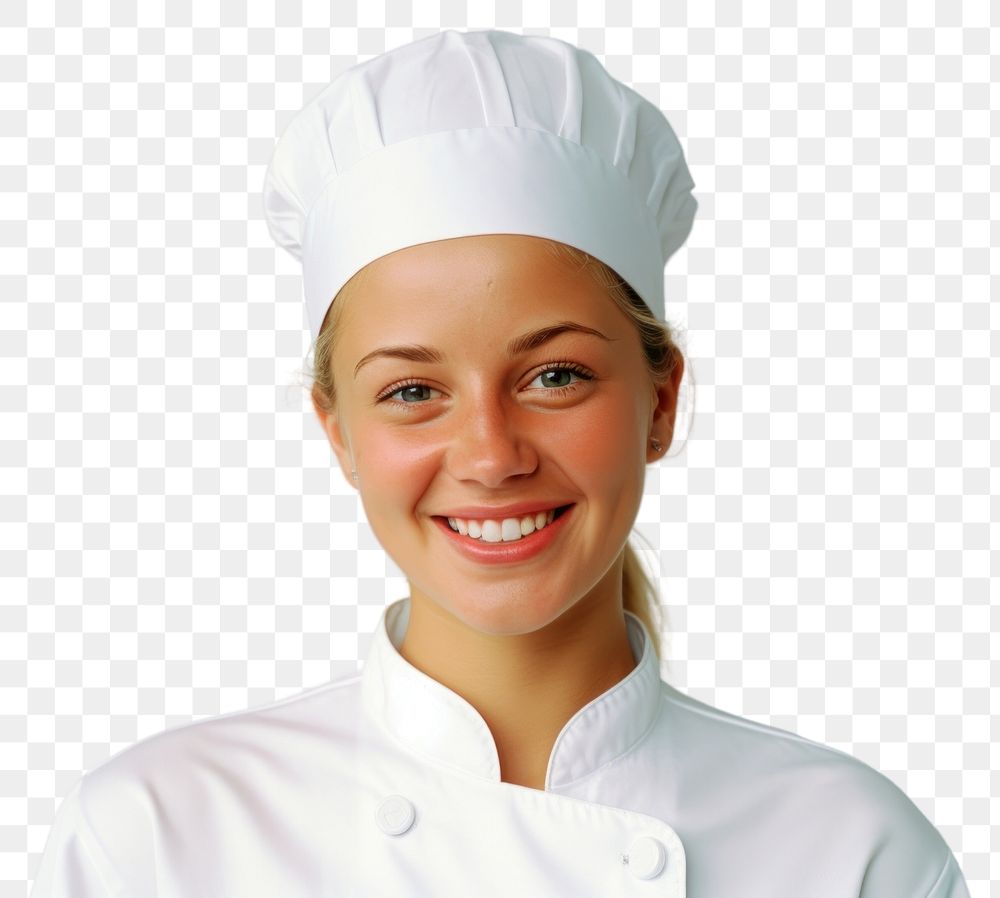 PNG Arican-American female chef smilling adult smile protection.