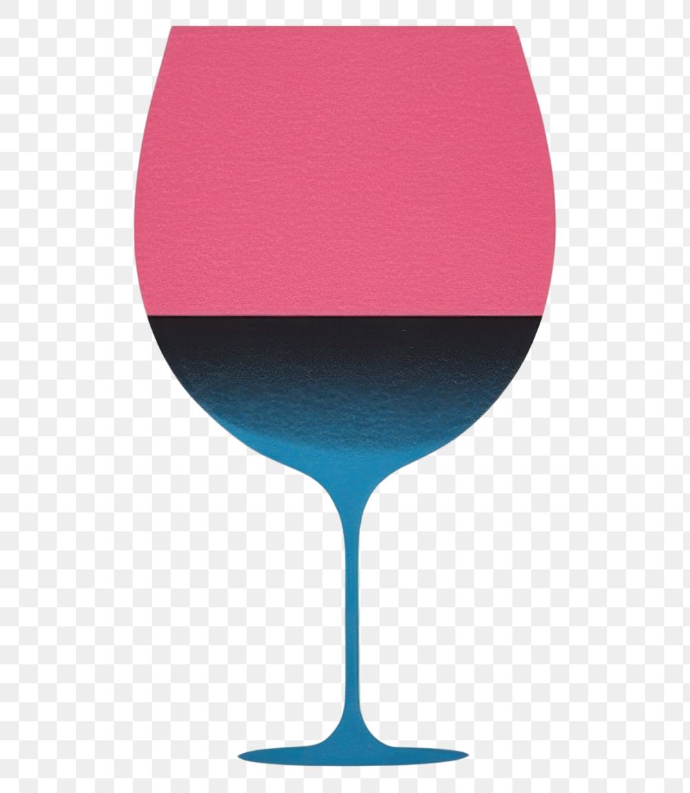 PNG Silkscreen on paper of a Wine glass wine drink pink.