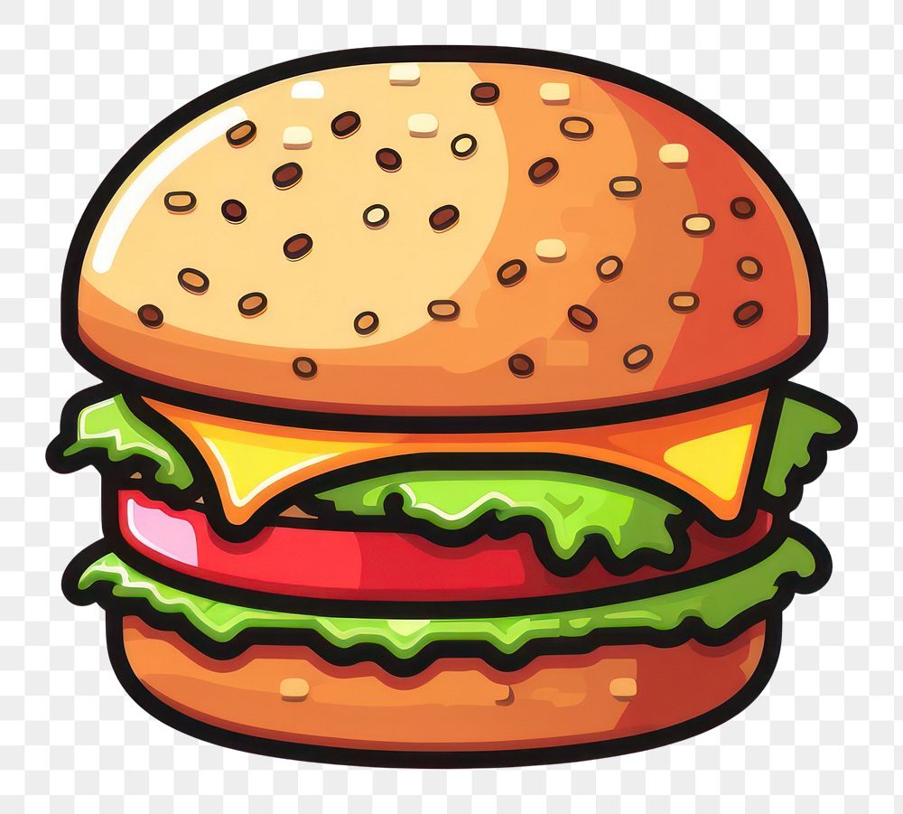 PNG Burger pixel food hamburger vegetable.