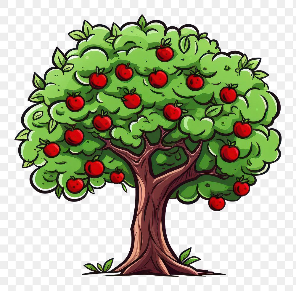 PNG Apple tree drawing cartoon plant.