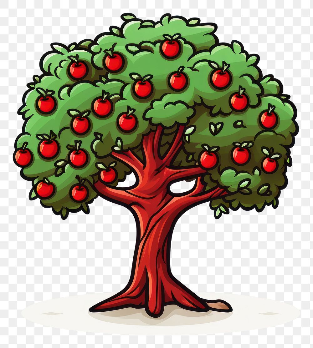 PNG Apple tree cartoon plant freshness.