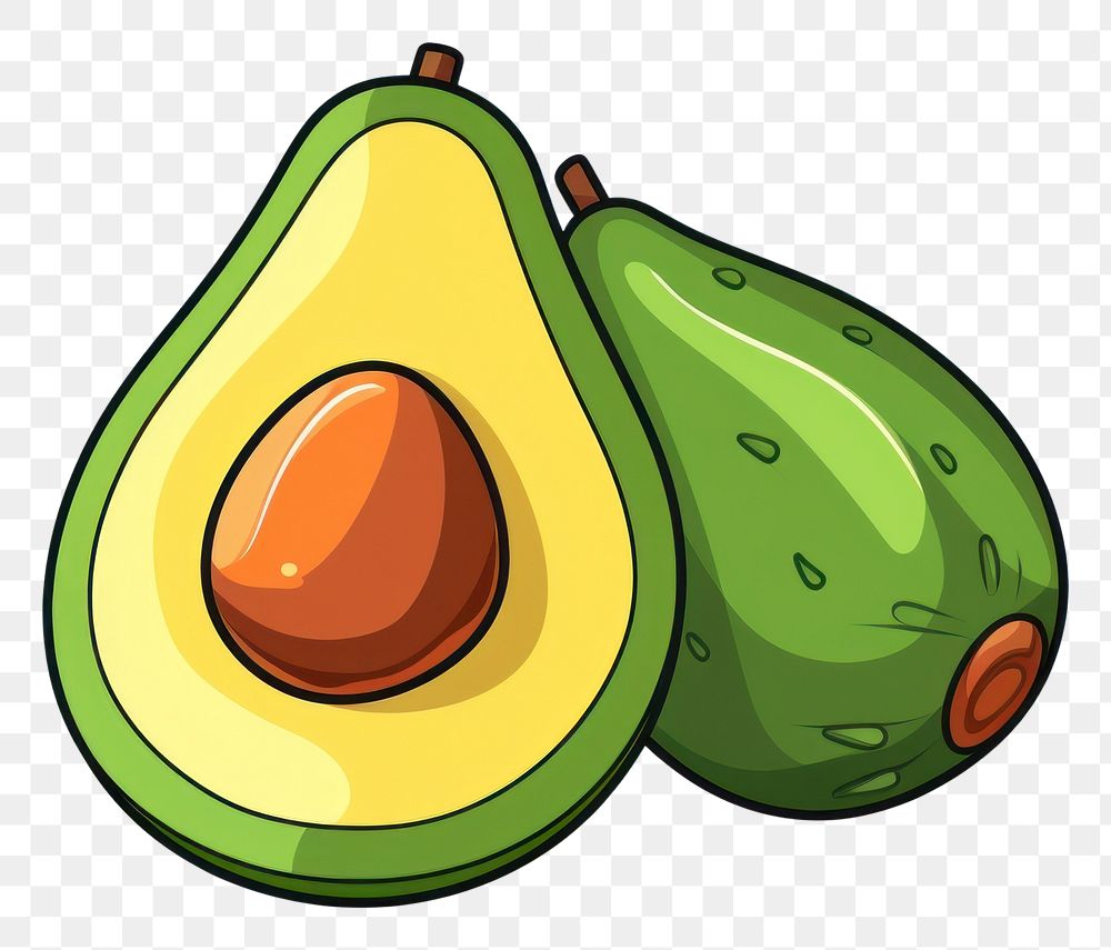 PNG Avacado and half avocado cartoon fruit plant.