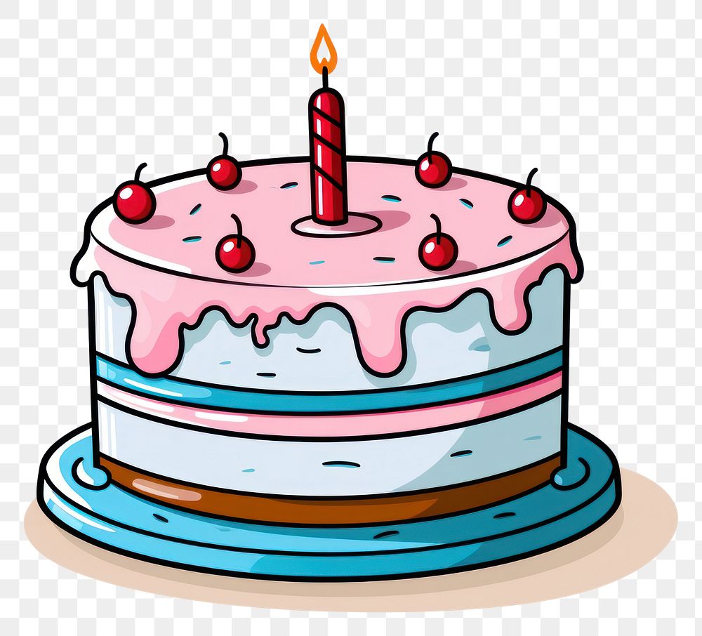 PNG Birthday cake dessert cartoon candle.