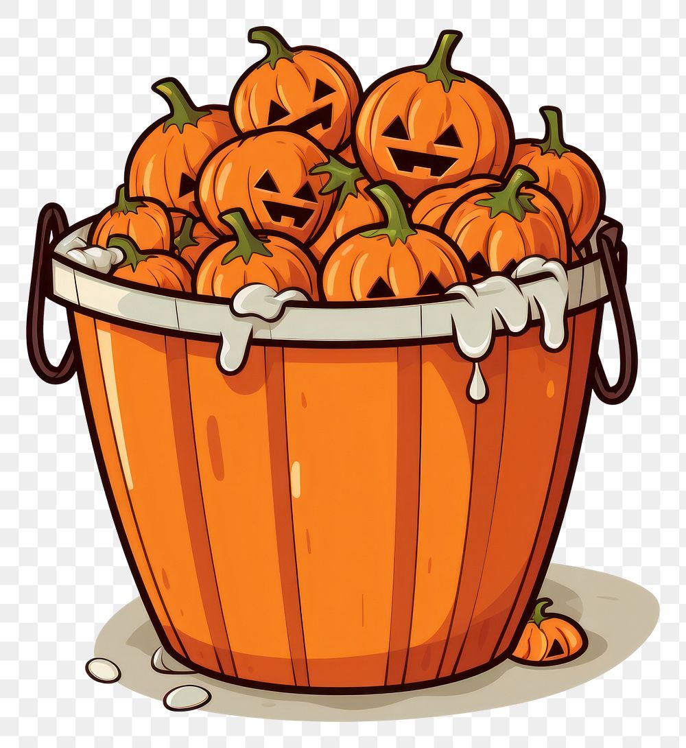 PNG Pumpkin bucket vegetable cartoon food.