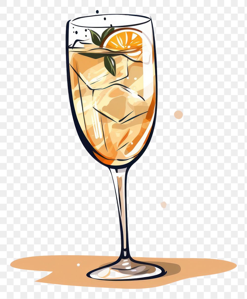 PNG Champagne on ice cocktail cartoon drink.