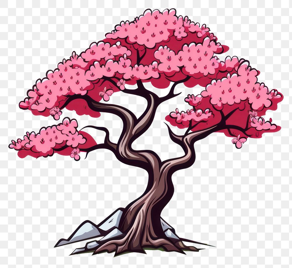 PNG Cherry blossom tree cartoon plant springtime.
