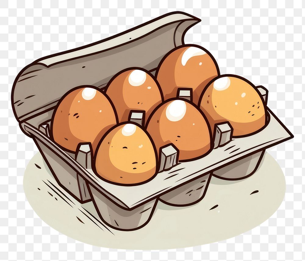 PNG Eggs in packaging cartoon food freshness.