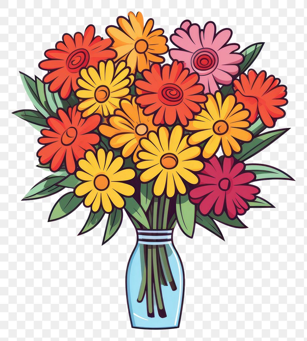 PNG Flower bouquet cartoon drawing plant.